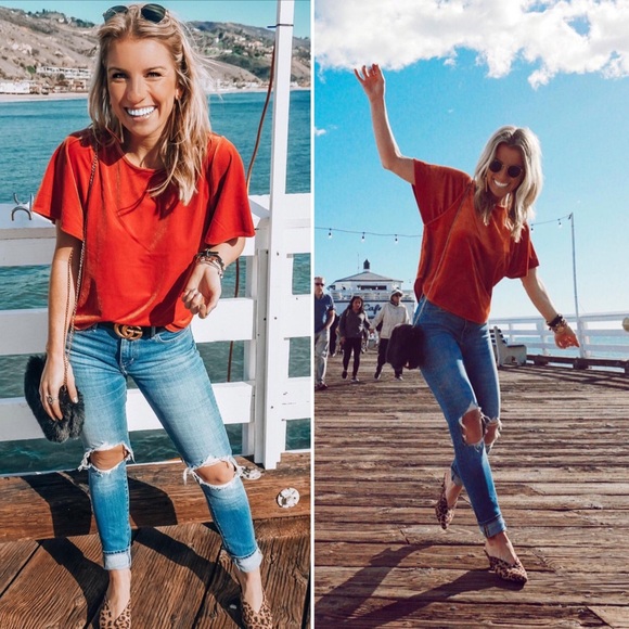 Madewell Tops - Madewell Velvet Butterfly Top on Burnt Orange NWT